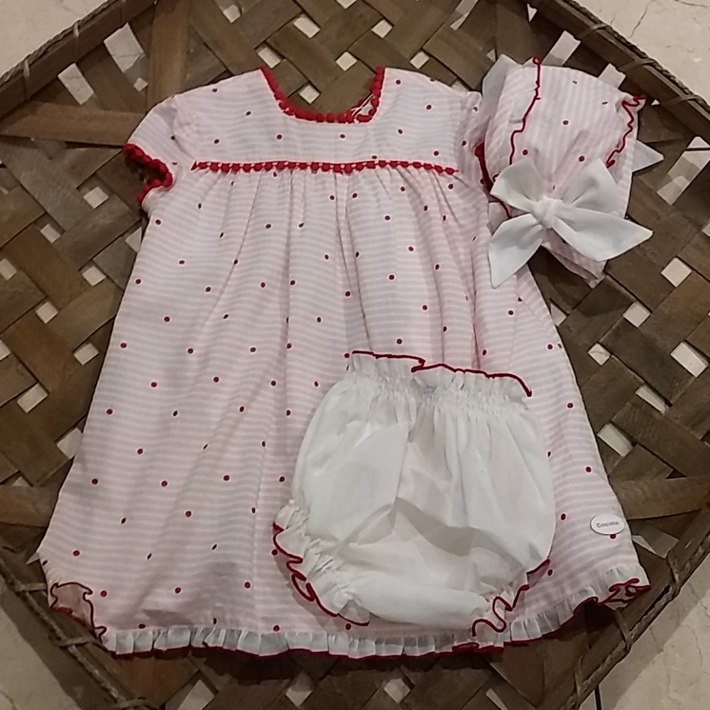 🚫Sold🚫3pc Dress set, Stripes and polka dots,36m